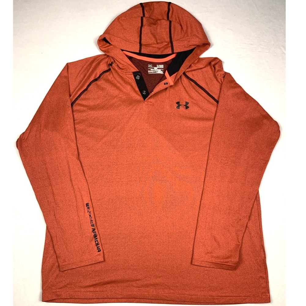 Under Armour HeatGear Hoodie‎ Men's XL Red Pullover Performance Hooded Shirt